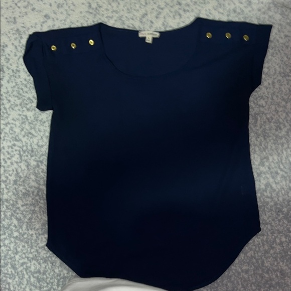 Zenana Outfitters Tops - Zenana Outfitters Dark Blue Blouse with Gold Buttons